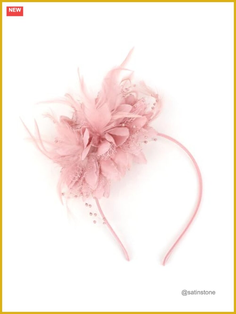 Pink Feather Lace Headband Fascinator - Tea Party Derby Hat for Women - 2